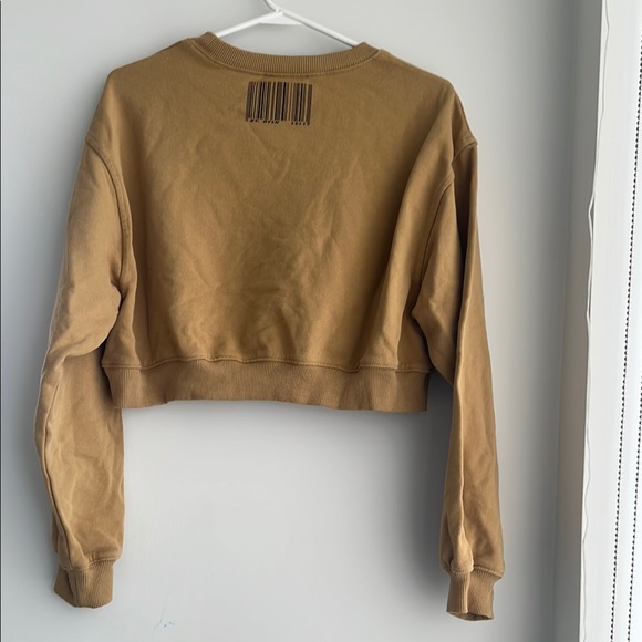 Women's Tan Cropped Sweatshirt - Picture 3 of 4